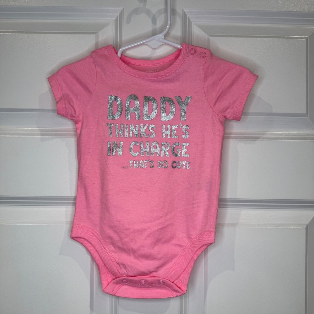Garanimals Pink Daddy Thinks Hes In Charge Baby Girl Bodysuit Size‎ 3-6 Months